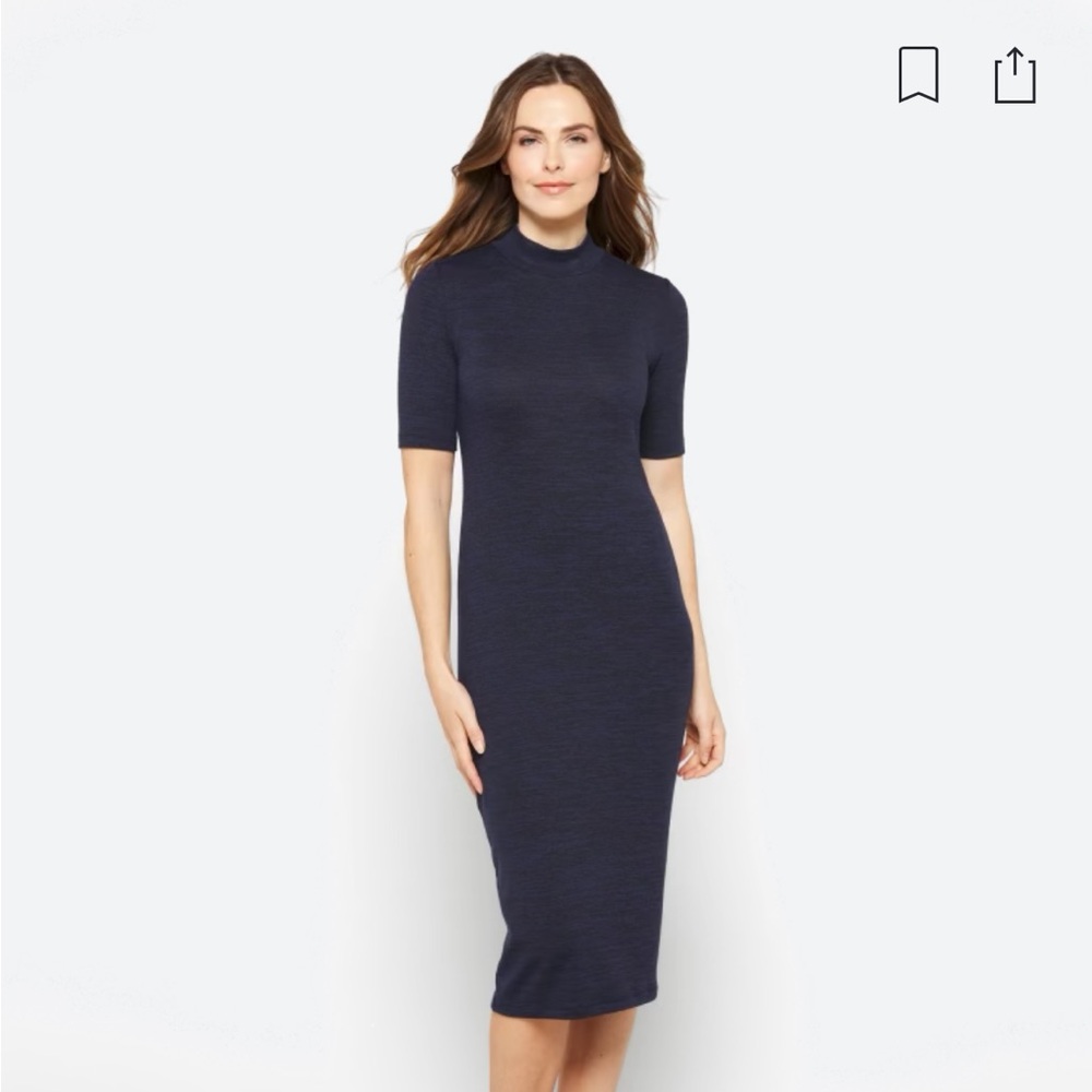 Navy knit mock neck dress